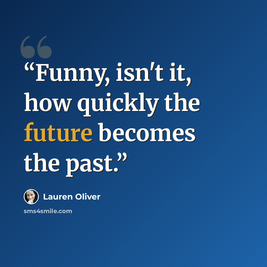 “Funny, isn't it, how quickly the future becomes the past.” quote by Lauren Oliver