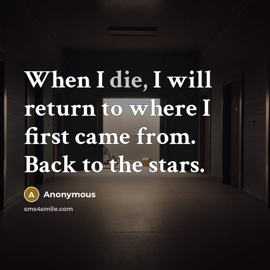 “When I die, I will return to where I first came from. Back to the stars.” quote by Anonymous