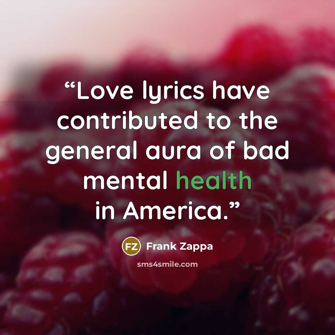 “Love lyrics have contributed to the general aura of bad mental health in America.” quote by Frank Zappa