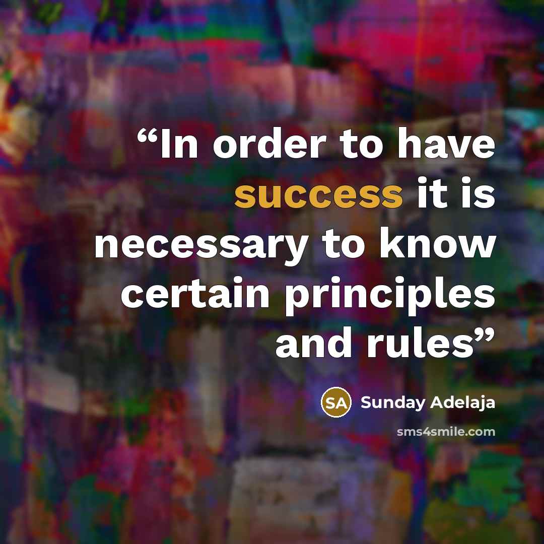 “In order to have success it is necessary to know certain principles and rules” quote by Sunday Adelaja