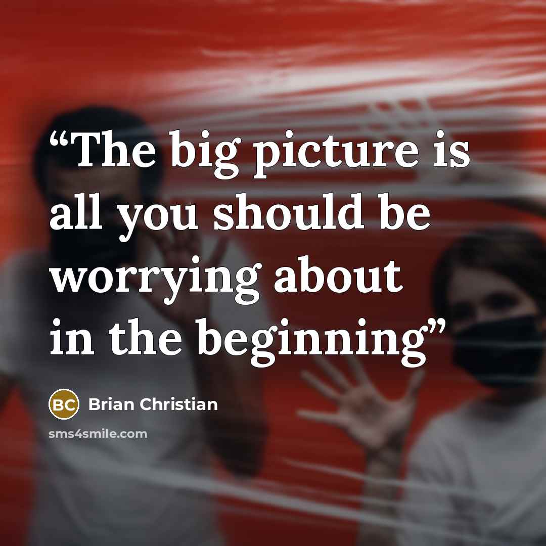 “The big picture is all you should be worrying about in the beginning” quote by Brian Christian