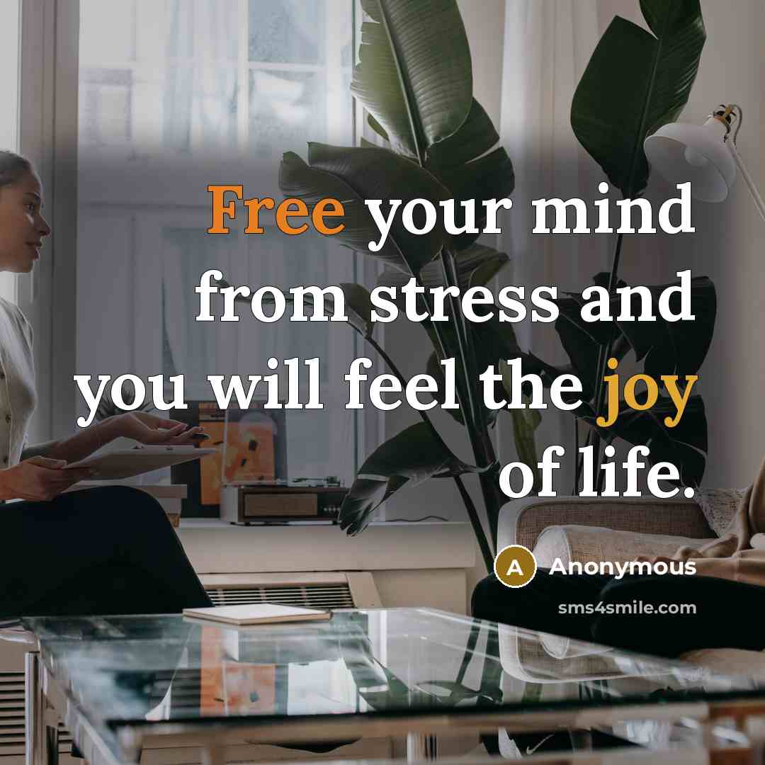 “Free your mind from stress and you will feel the joy of life.” quote by Anonymous