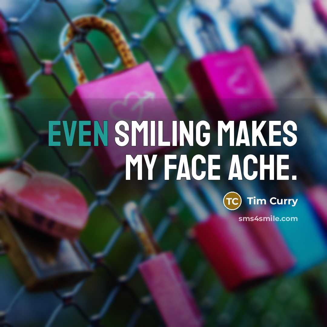 “Even smiling makes my face ache.” quote by Tim Curry