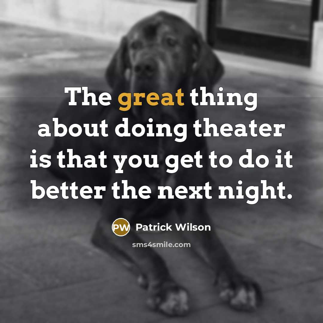 “The great thing about doing theater is that you get to do it better the next night.” quote by Patrick Wilson