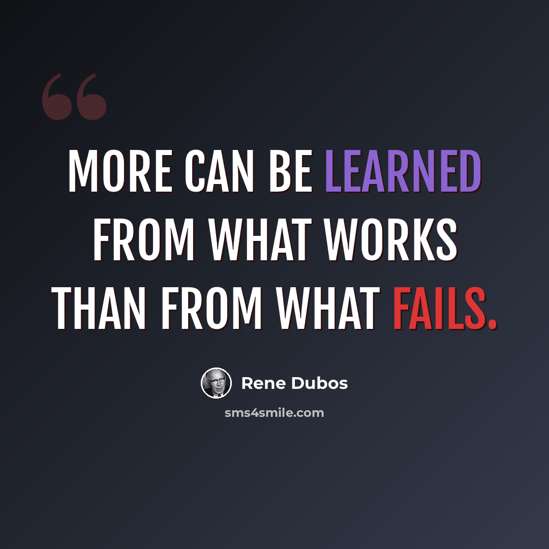 “More can be learned from what works than from what fails.” quote by Rene Dubos