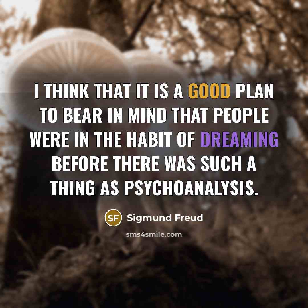 “I think that it is a good plan to bear in mind that people were in the habit of dreaming before there was such a thing as psychoanalysis.” quote by Sigmund Freud