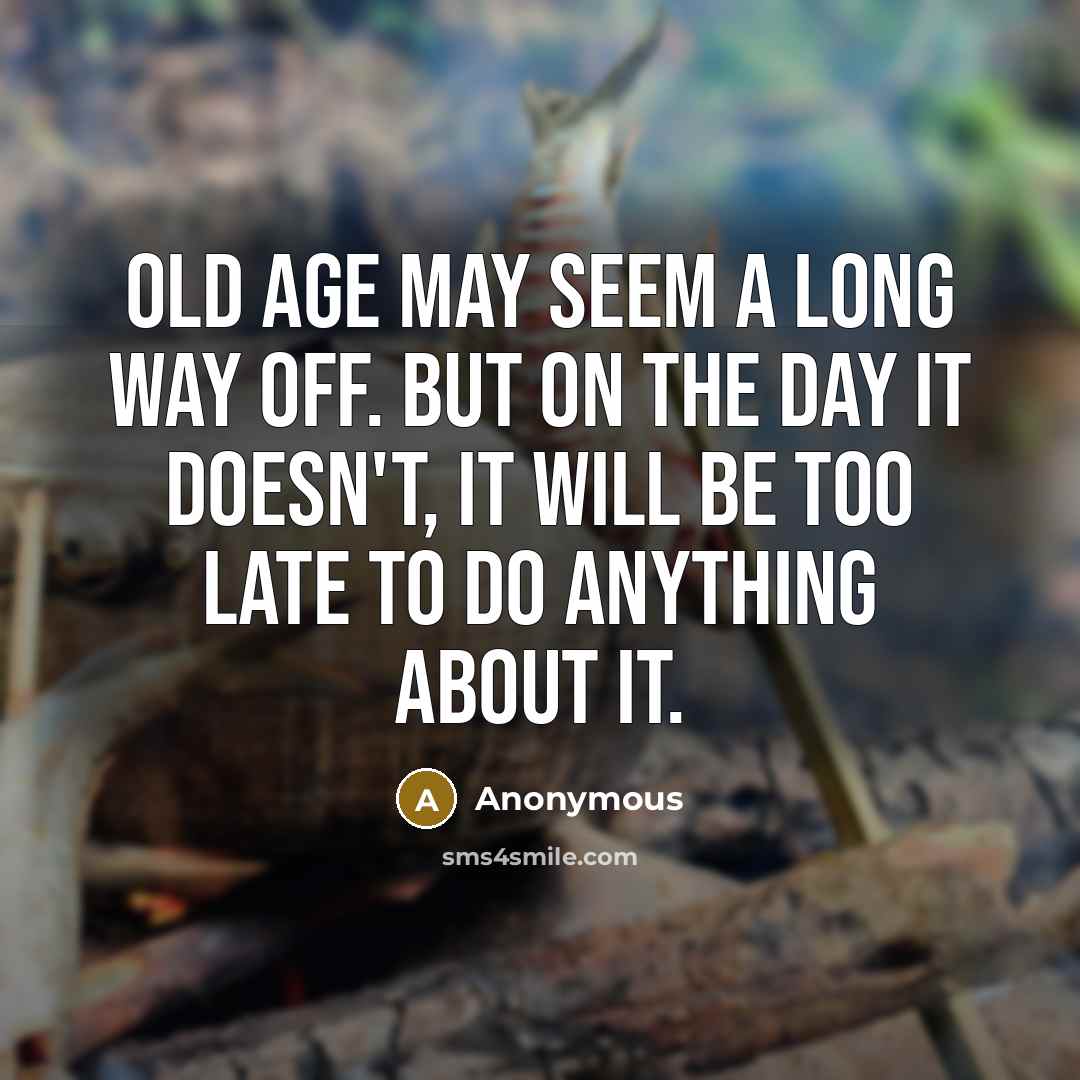 “Old age may seem a long way off. But on the day it doesn't, it will be too late to do anything about it.” quote by Anonymous