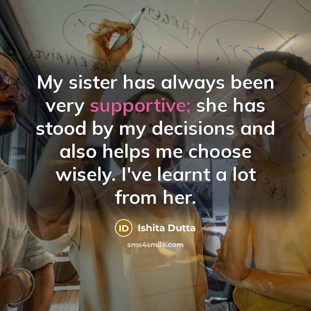 “My sister has always been very supportive; she has stood by my decisions and also helps me choose wisely. I've learnt a lot from her.” quote by Ishita Dutta