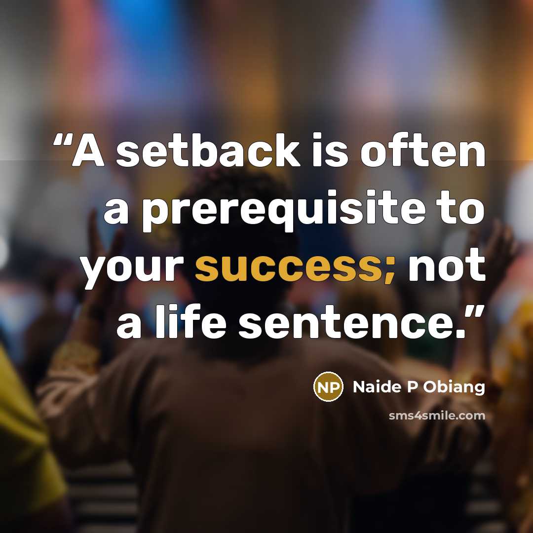 “A setback is often a prerequisite to your success; not a life sentence.” quote by Naide P Obiang