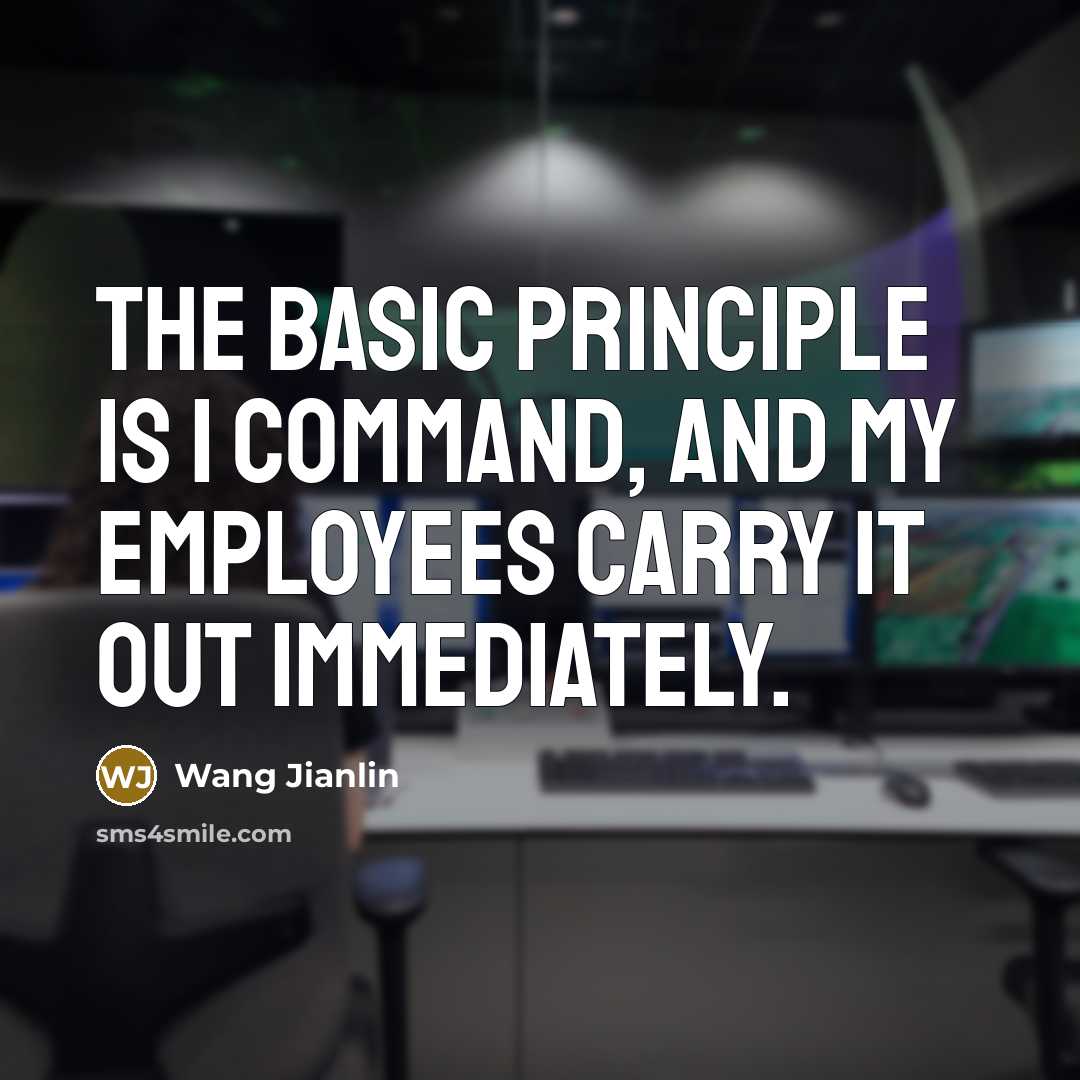 “The basic principle is I command, and my employees carry it out immediately.” quote by Wang Jianlin