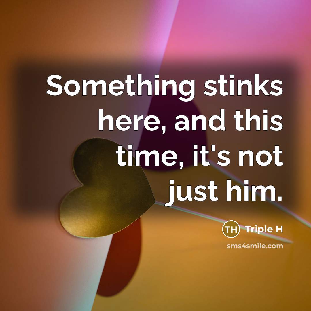 “Something stinks here, and this time, it's not just him.” quote by Triple H