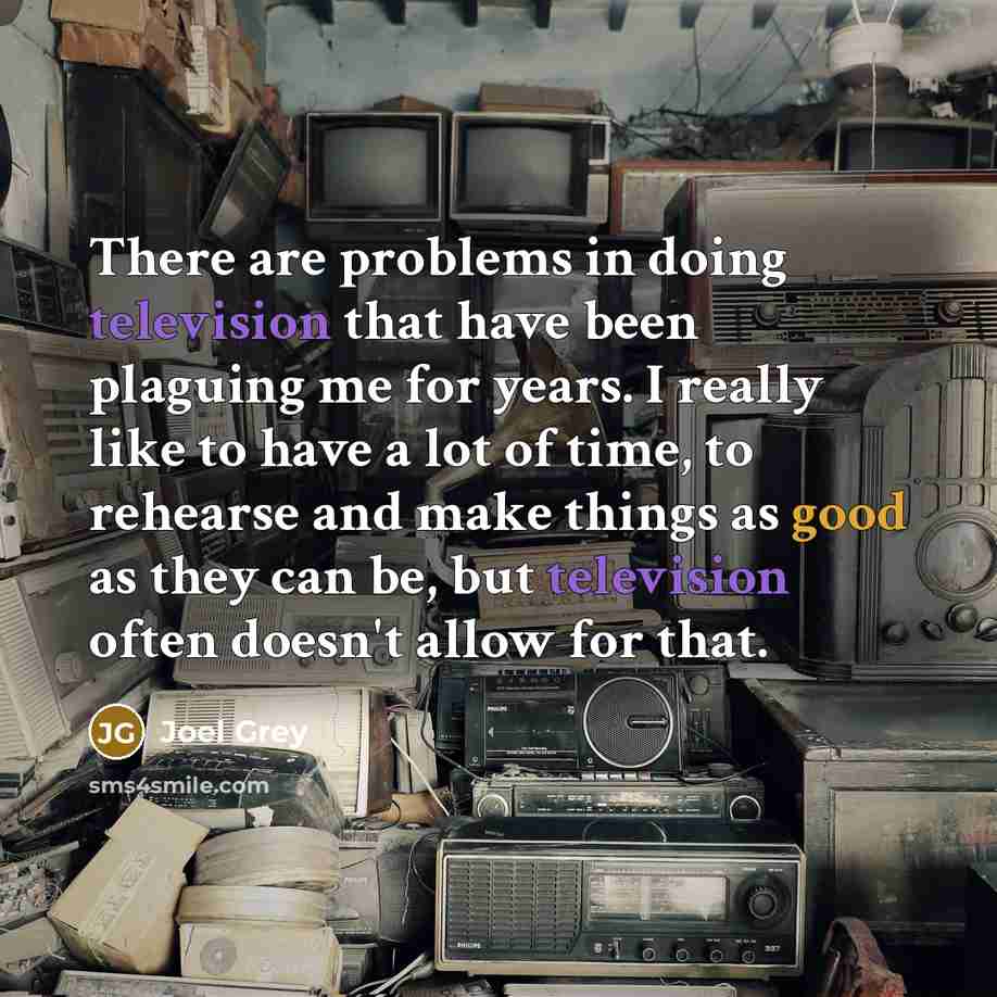 “There are problems in doing television that have been plaguing me for years. I really like to have a lot of time, to rehearse and make things as good as they can be, but television often doesn't allow for that.” quote by Joel Grey