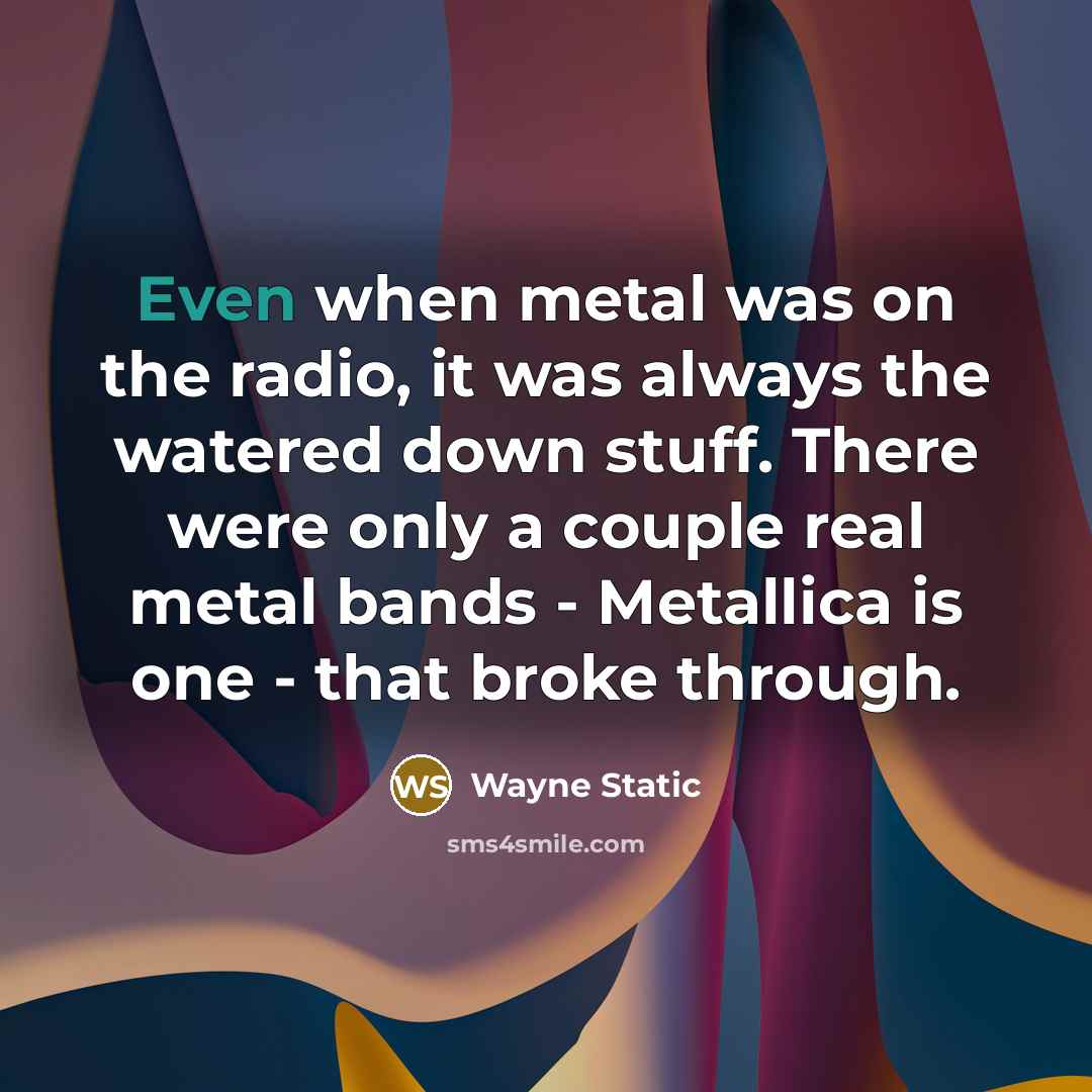 “Even when metal was on the radio, it was always the watered down stuff. There were only a couple real metal bands - Metallica is one - that broke through.” quote by Wayne Static