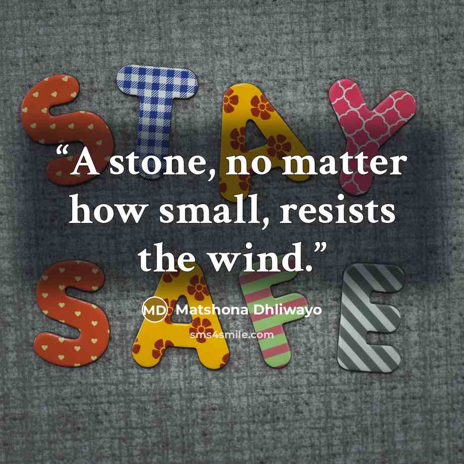 “A stone, no matter how small, resists the wind.” quote by Matshona Dhliwayo