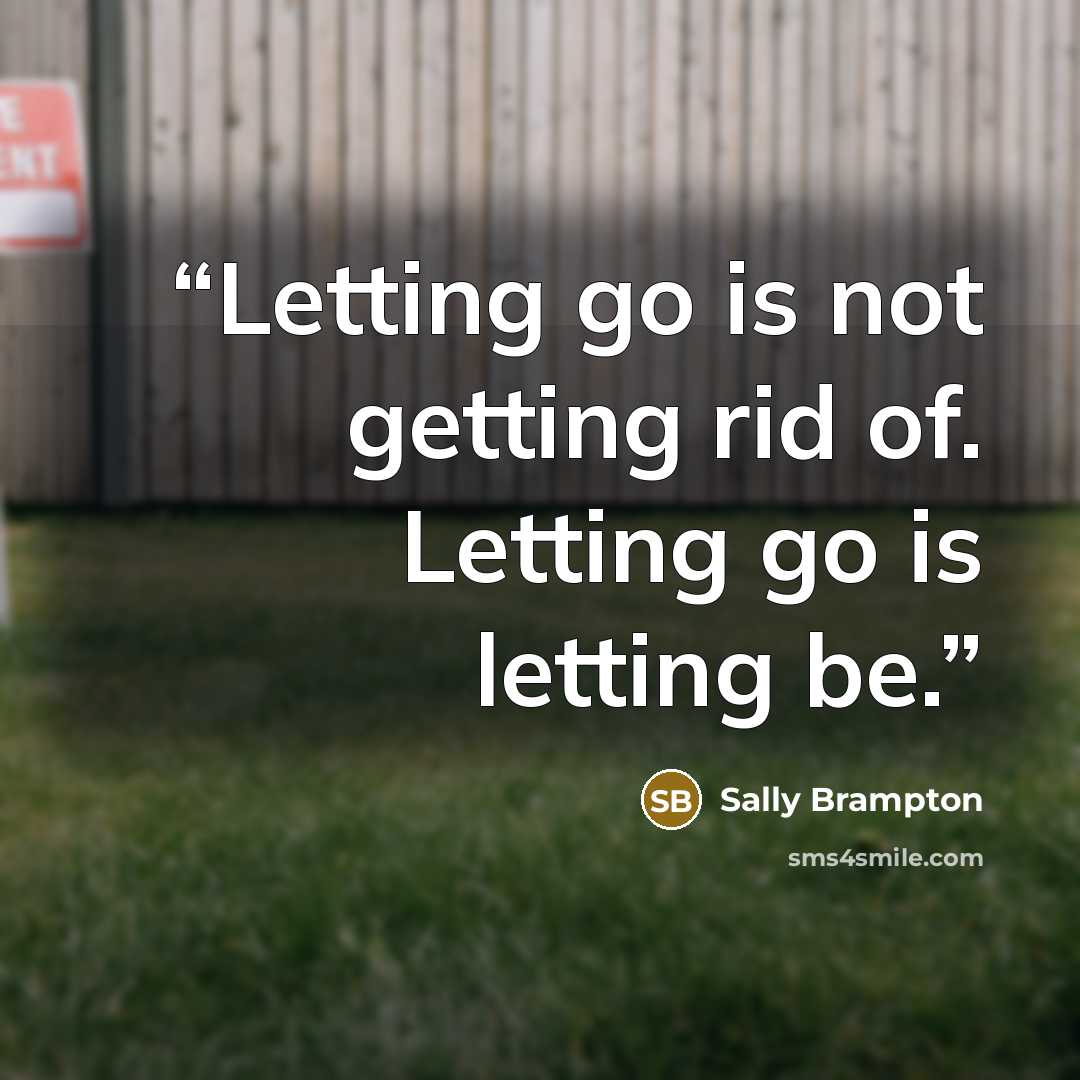 “Letting go is not getting rid of. Letting go is letting be.” quote by Sally Brampton