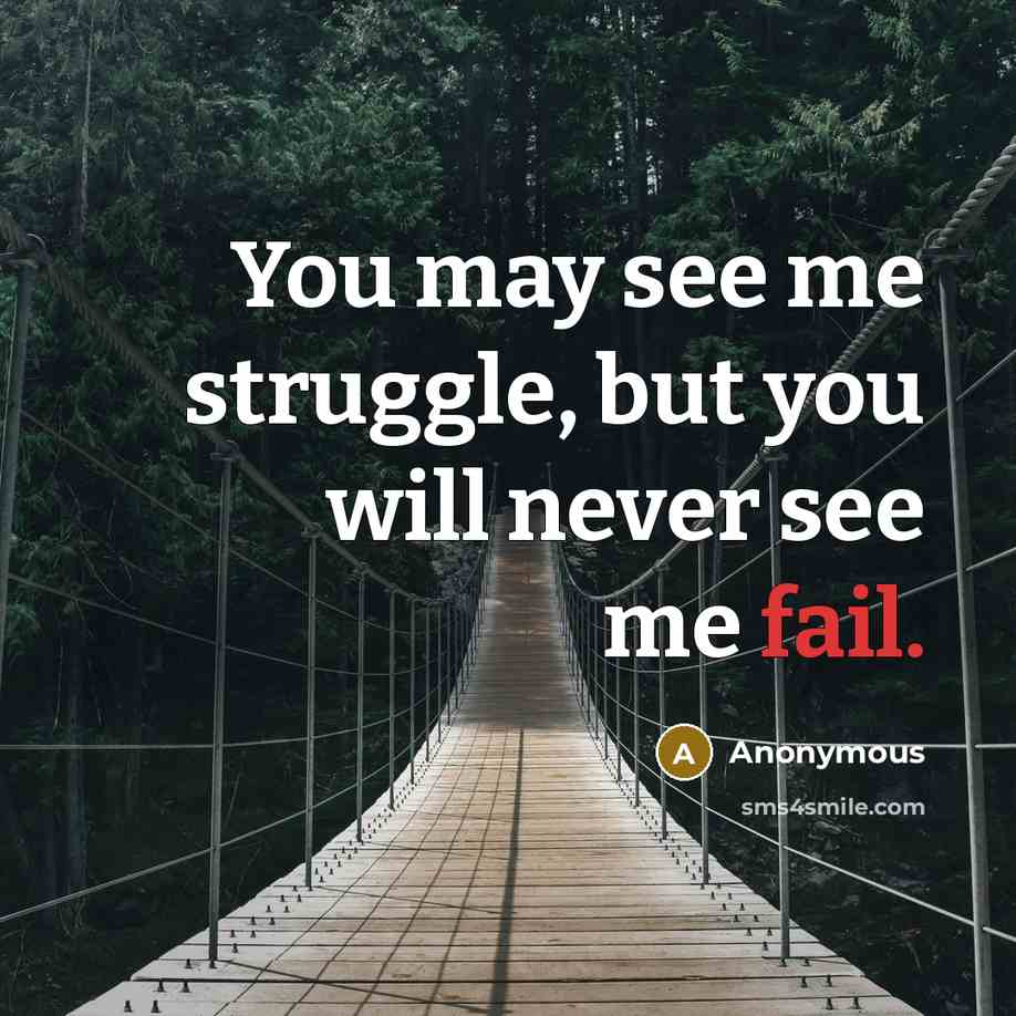 “You may see me struggle, but you will never see me fail.” quote by Anonymous