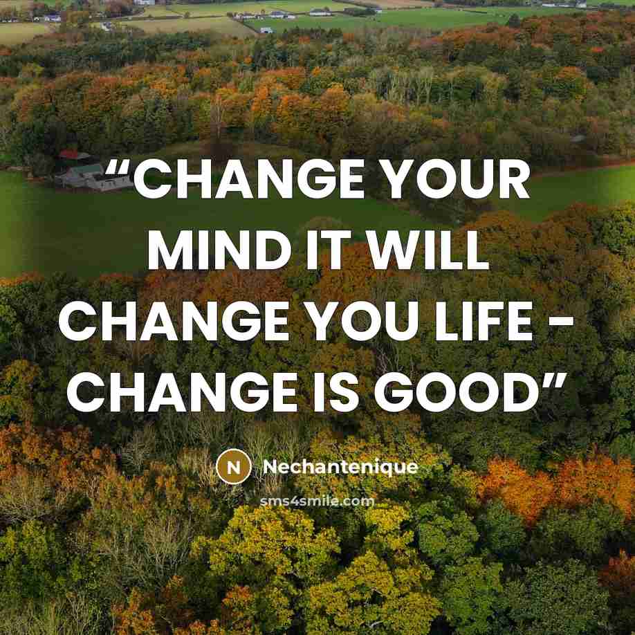 “CHANGE YOUR MIND IT WILL CHANGE YOU LIFE - CHANGE IS GOOD” quote by Nechantenique