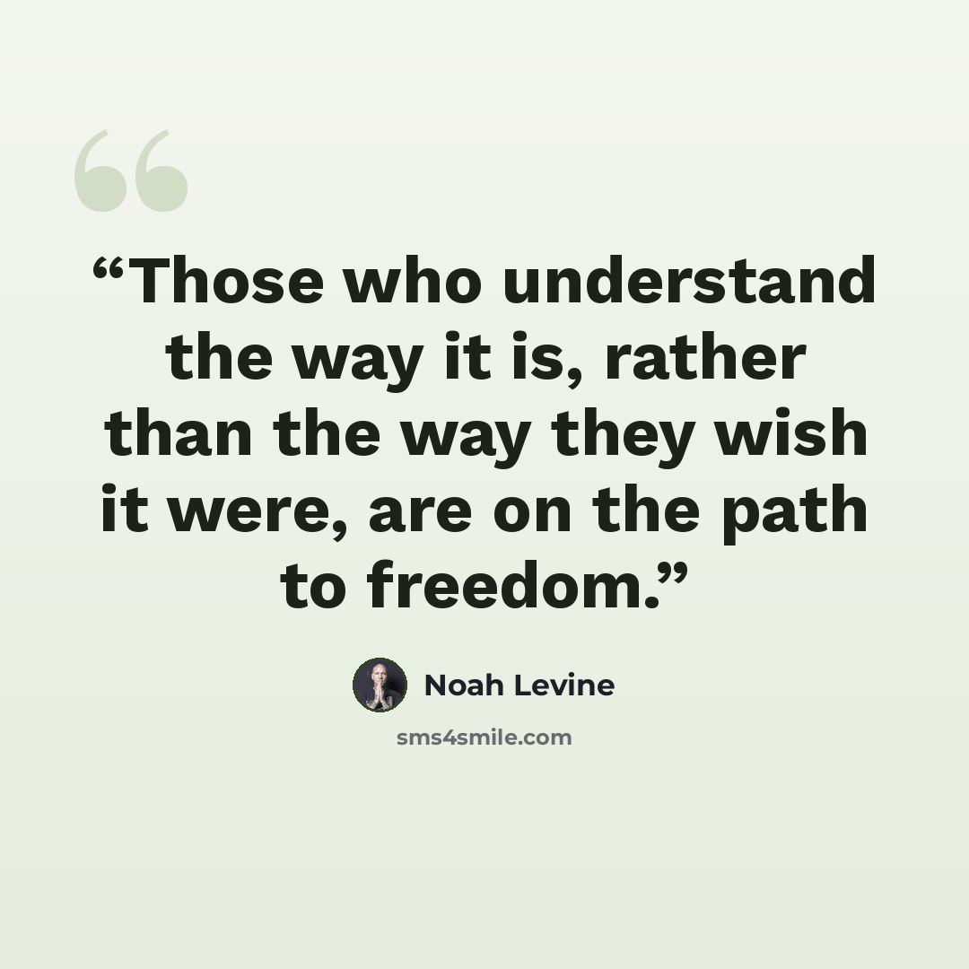“Those who understand the way it is, rather than the way they wish it were, are on the path to freedom.” quote by Noah Levine