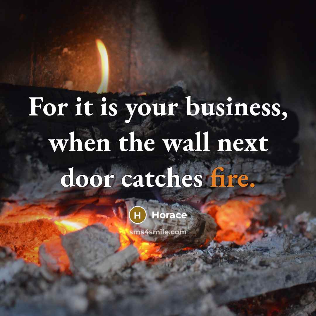 “For it is your business, when the wall next door catches fire.” quote by Horace