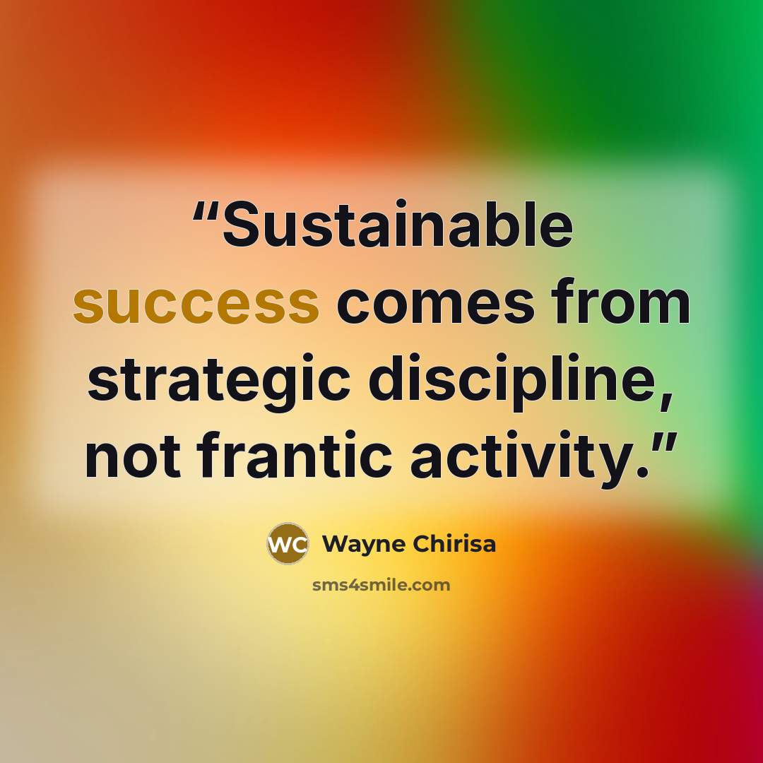 “Sustainable success comes from strategic discipline, not frantic activity.” quote by Wayne Chirisa
