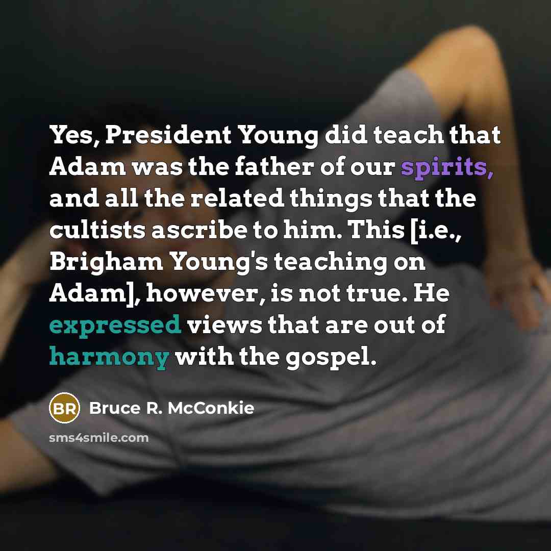 “Yes, President Young did teach that Adam was the father of our spirits, and all the related things that the cultists ascribe to him. This [i.e., Brigham Young's teaching on Adam], however, is not true. He expressed views that are out of harmony with the gospel.” quote by Bruce R. McConkie