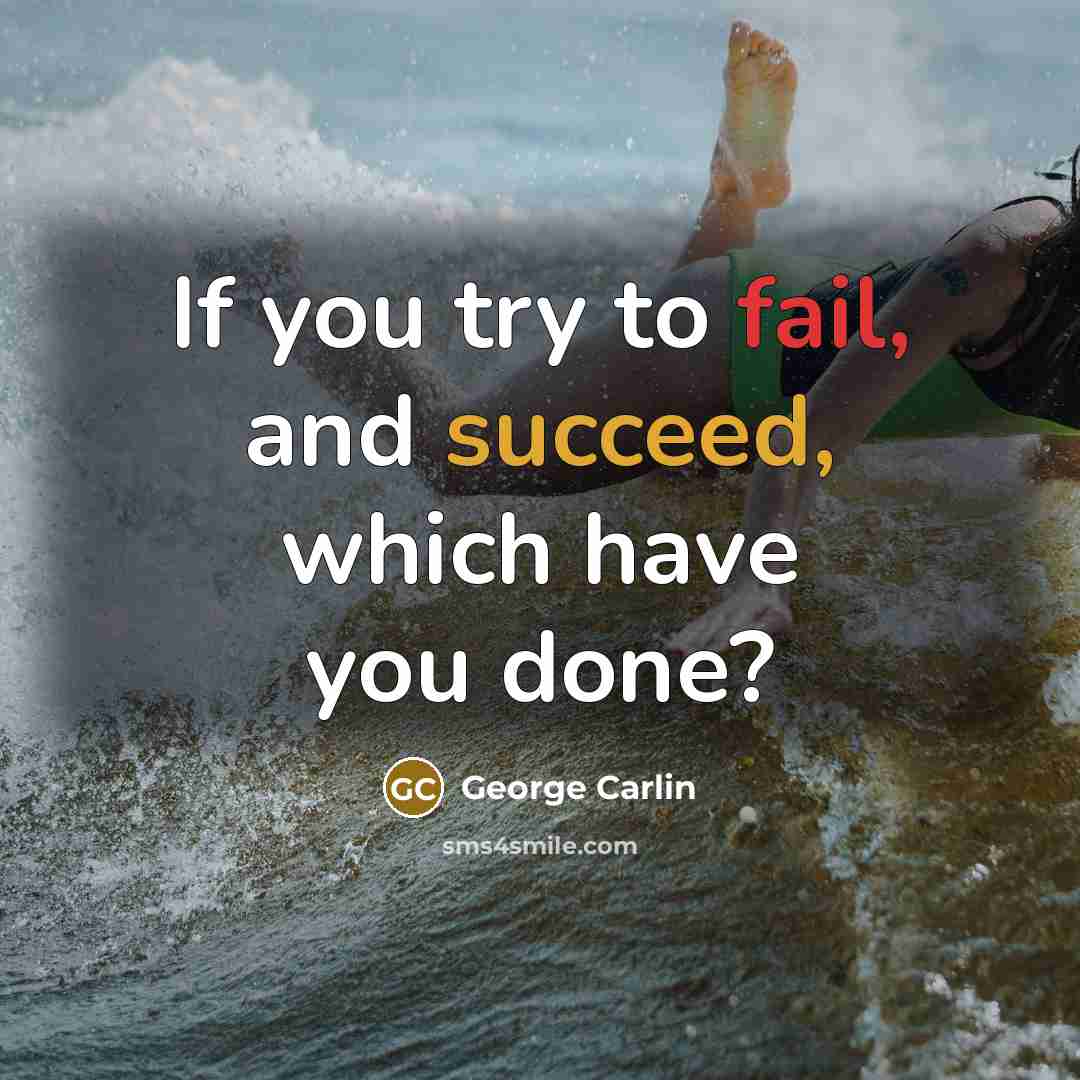 “If you try to fail, and succeed, which have you done?” quote by George Carlin