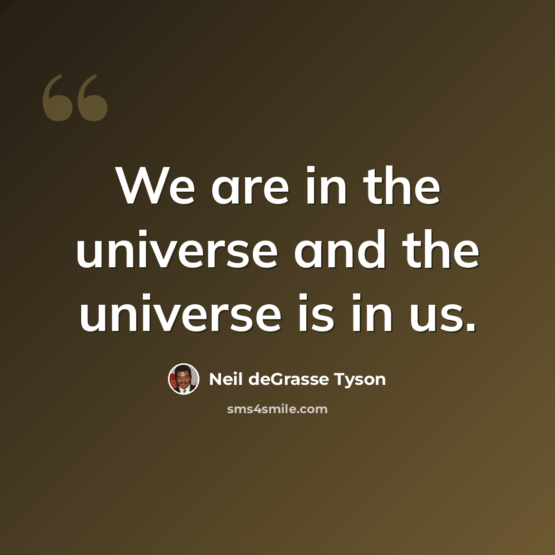 “We are in the universe and the universe is in us.” quote by Neil deGrasse Tyson