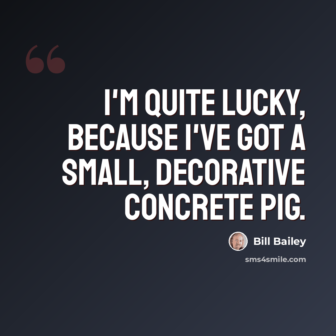 “I'm quite lucky, because I've got a small, decorative concrete pig.” quote by Bill Bailey