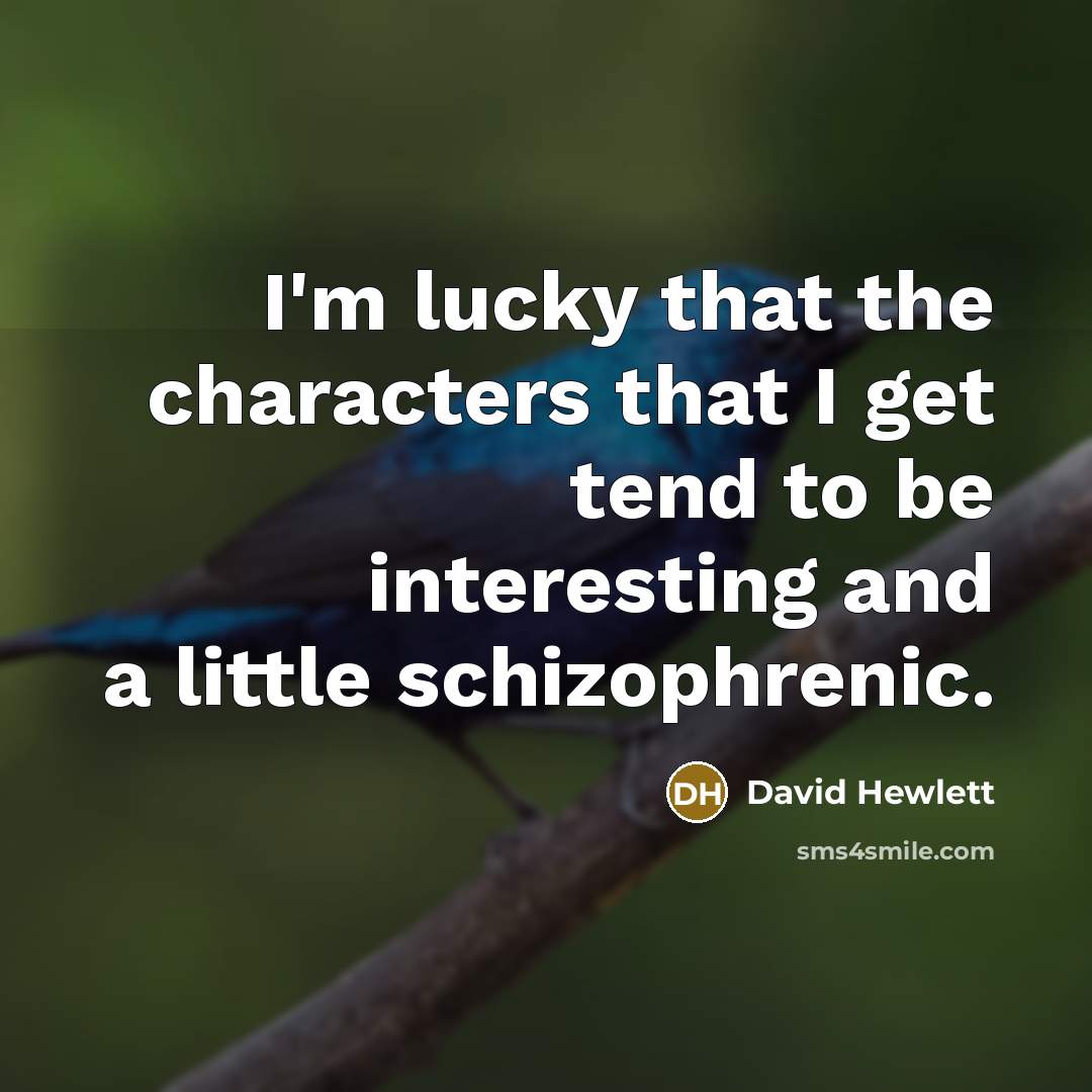 “I'm lucky that the characters that I get tend to be interesting and a little schizophrenic.” quote by David Hewlett