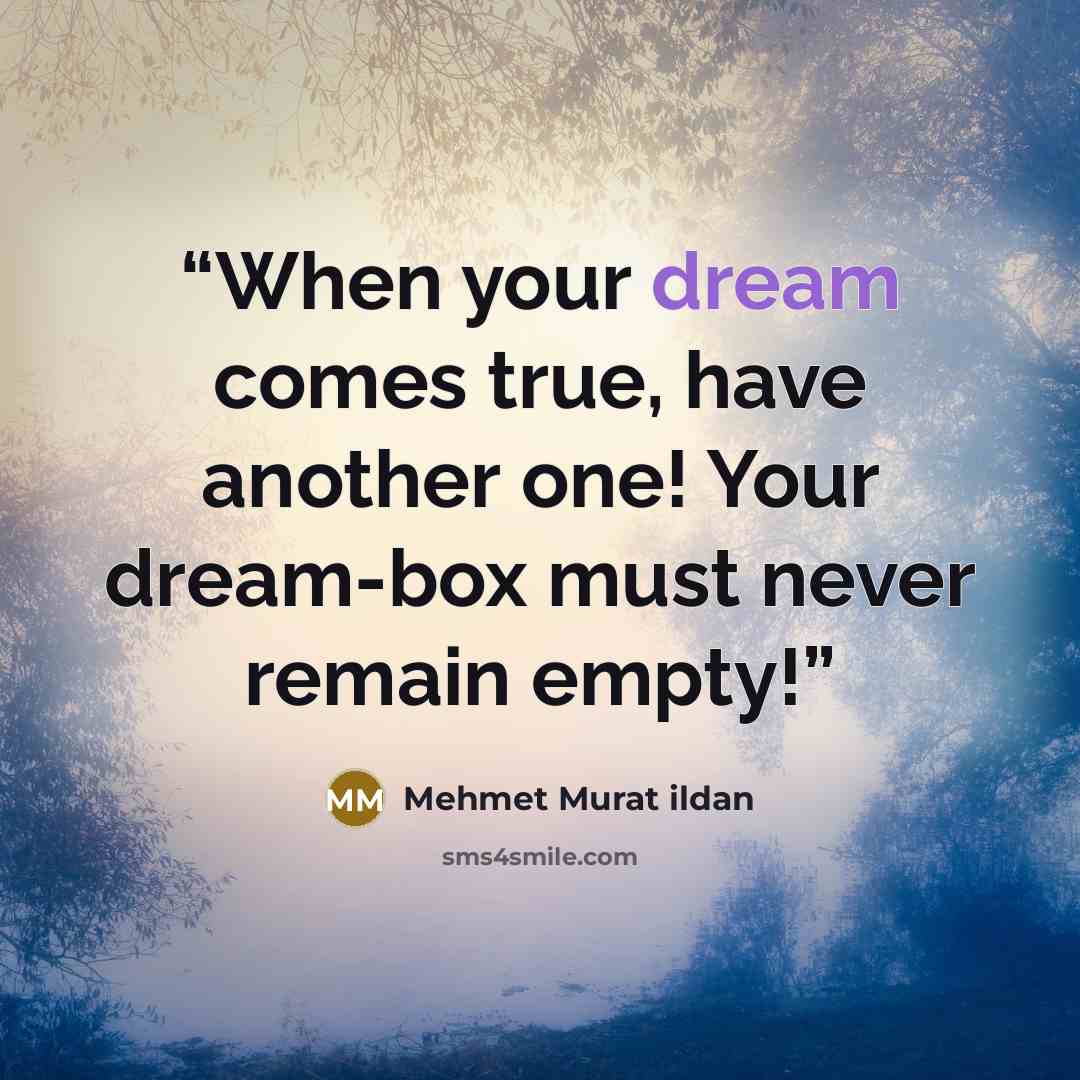 “When your dream comes true, have another one! Your dream-box must never remain empty!” quote by Mehmet Murat ildan