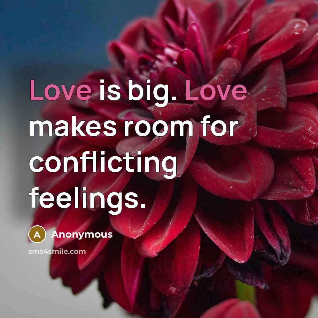 “Love is big. Love makes room for conflicting feelings.” quote by Anonymous