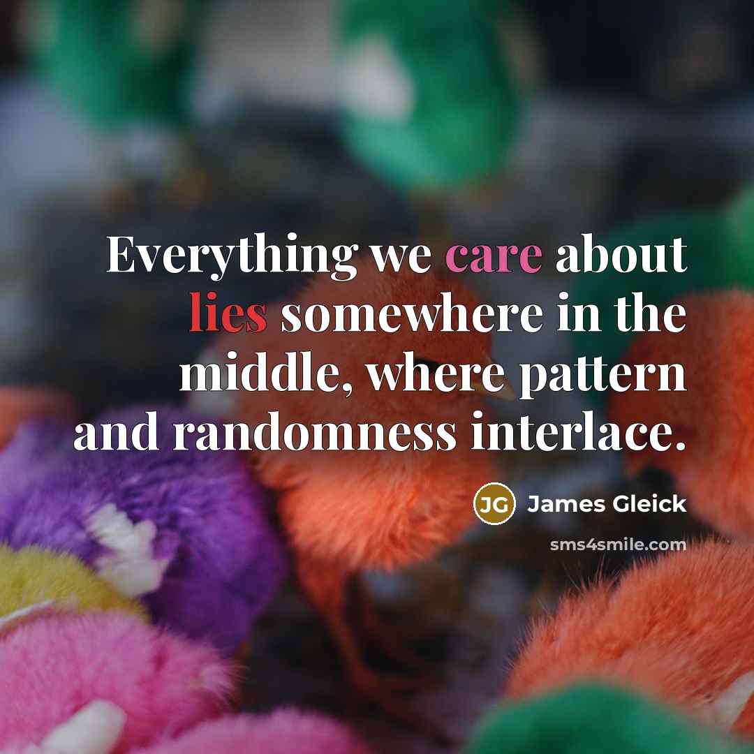 “Everything we care about lies somewhere in the middle, where pattern and randomness interlace.” quote by James Gleick
