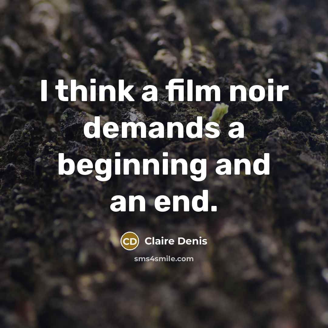 “I think a film noir demands a beginning and an end.” quote by Claire Denis