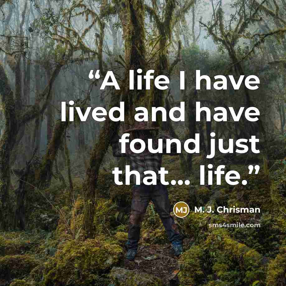 “A life I have lived and have found just that... life.” quote by M. J. Chrisman