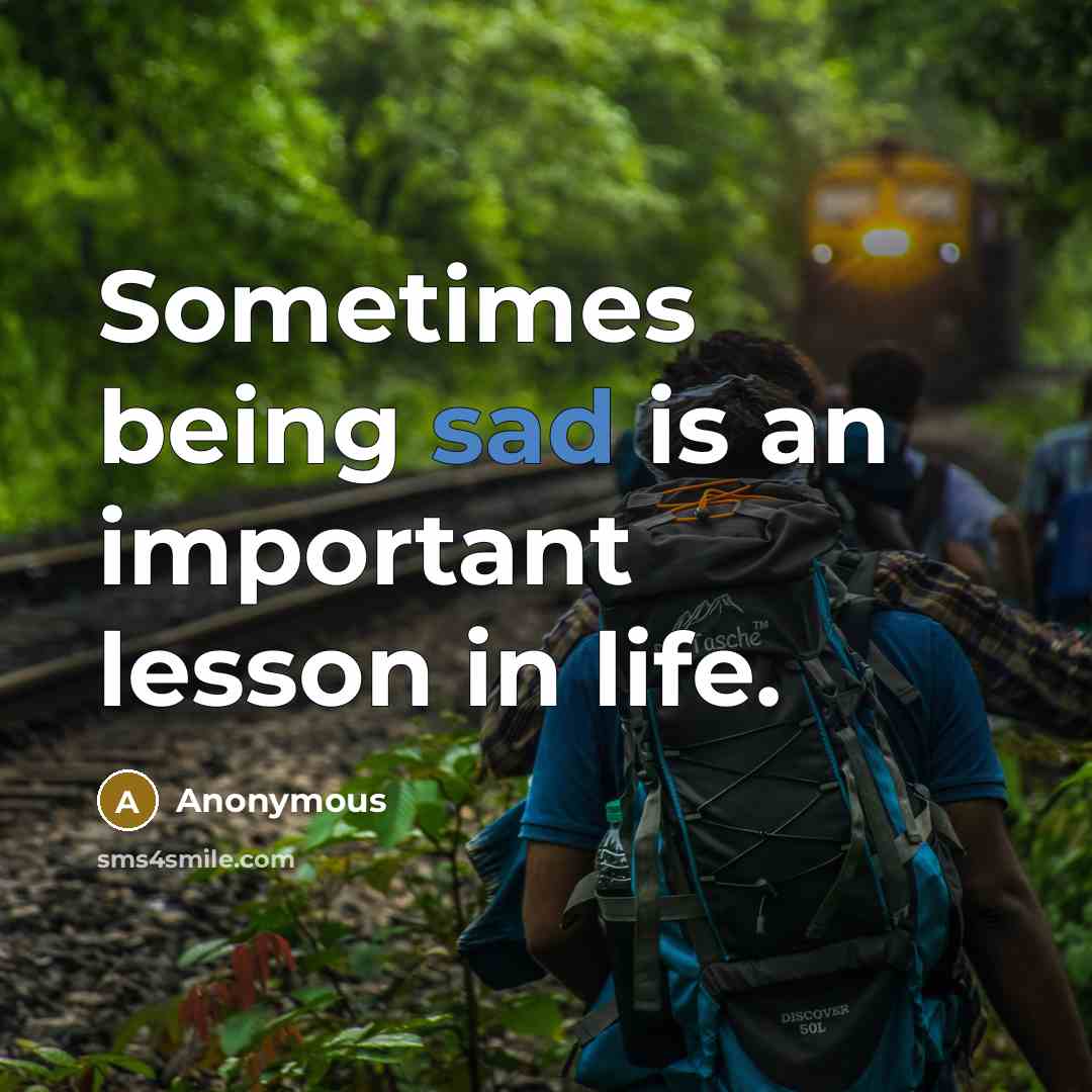 “Sometimes being sad is an important lesson in life.” quote by Anonymous