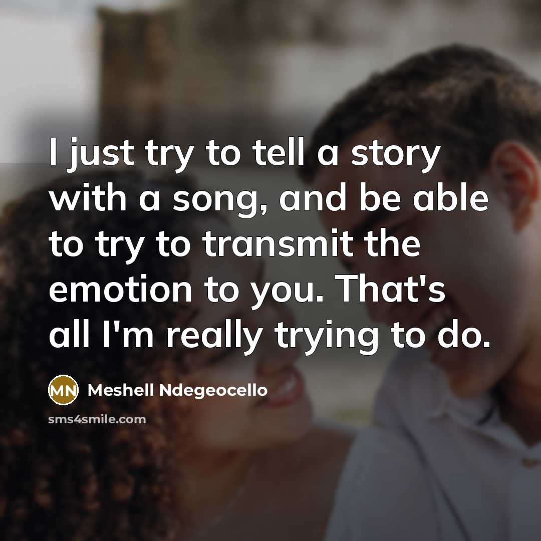 “I just try to tell a story with a song, and be able to try to transmit the emotion to you. That's all I'm really trying to do.” quote by Meshell Ndegeocello