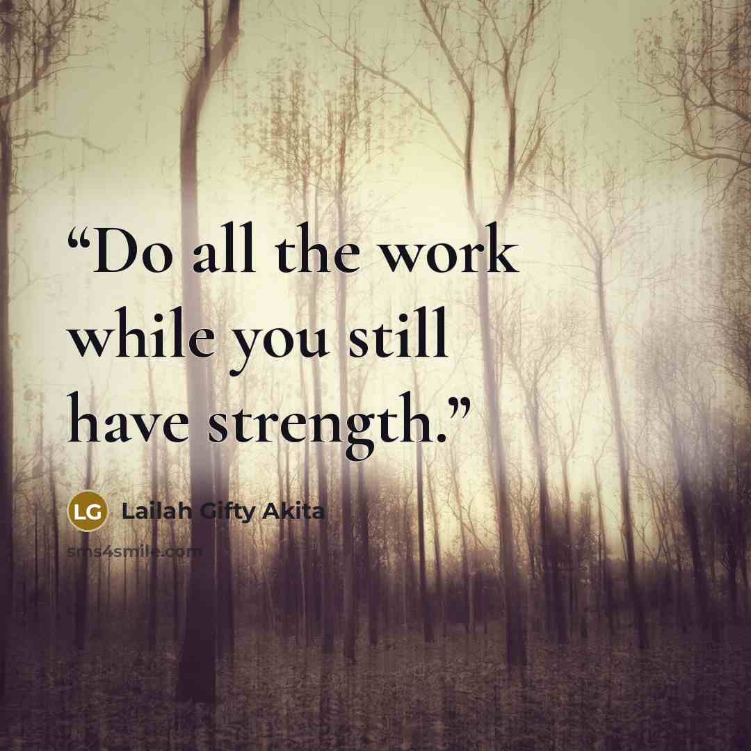 “Do all the work while you still have strength.” quote by Lailah Gifty Akita