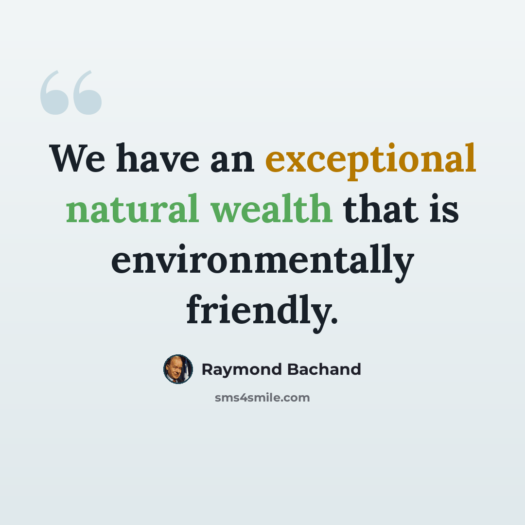 “We have an exceptional natural wealth that is environmentally friendly.” quote by Raymond Bachand