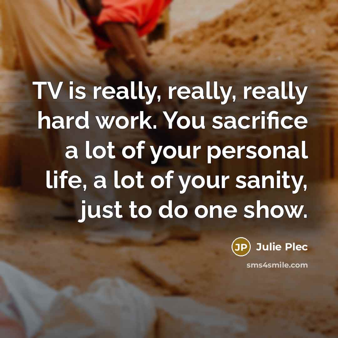 “TV is really, really, really hard work. You sacrifice a lot of your personal life, a lot of your sanity, just to do one show.” quote by Julie Plec