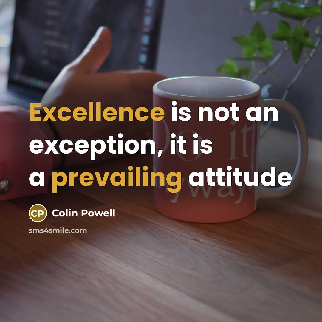 “Excellence is not an exception, it is a prevailing attitude” quote by Colin Powell
