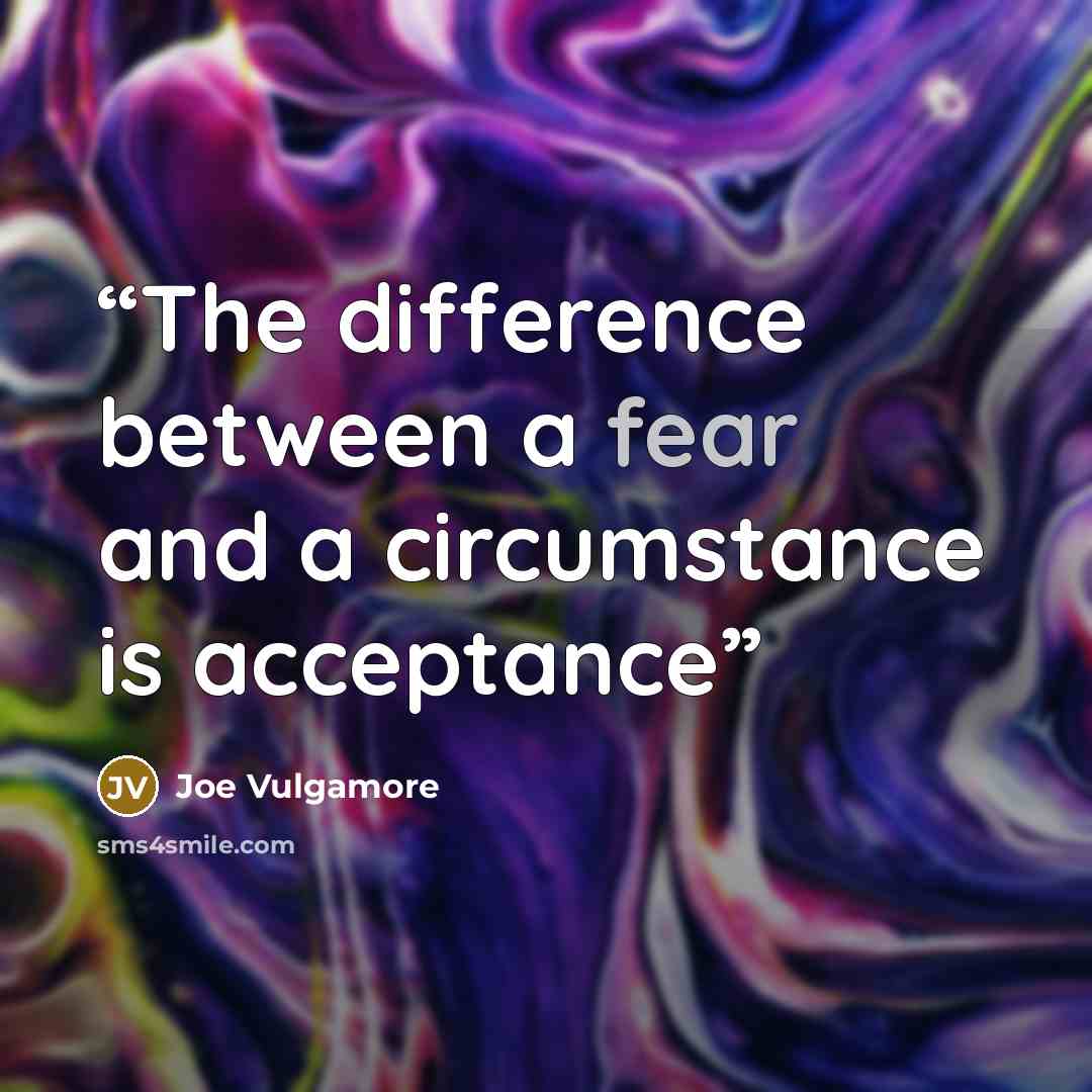 “The difference between a fear and a circumstance is acceptance” quote by Joe Vulgamore