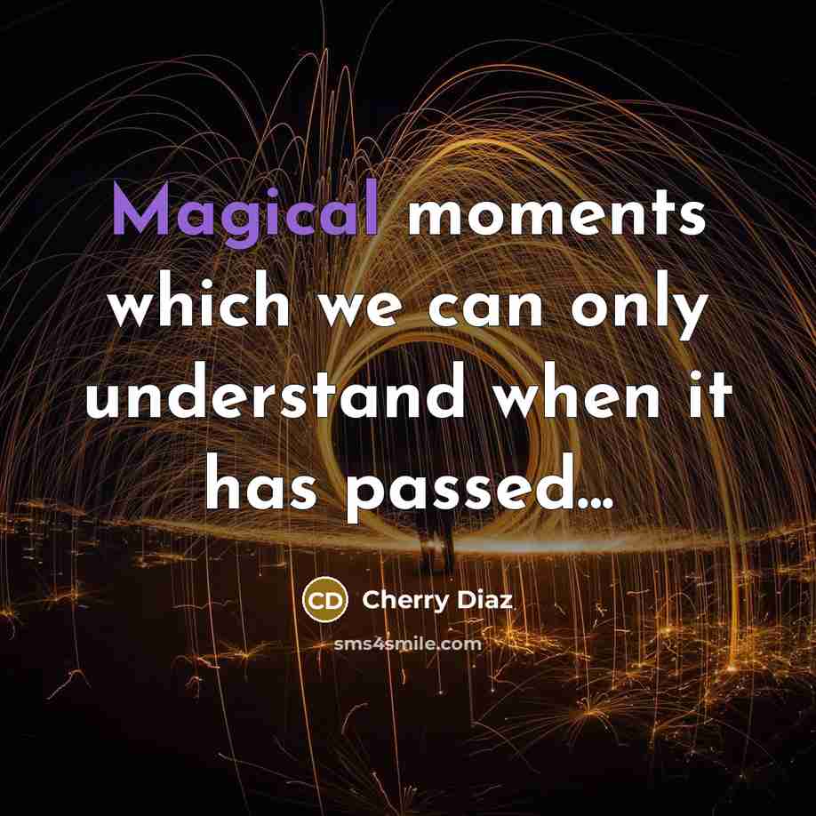 “Magical moments which we can only understand when it has passed...” quote by Cherry Diaz