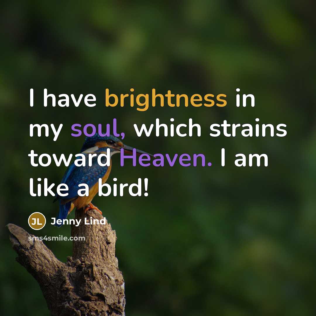 “I have brightness in my soul, which strains toward Heaven. I am like a bird!” quote by Jenny Lind