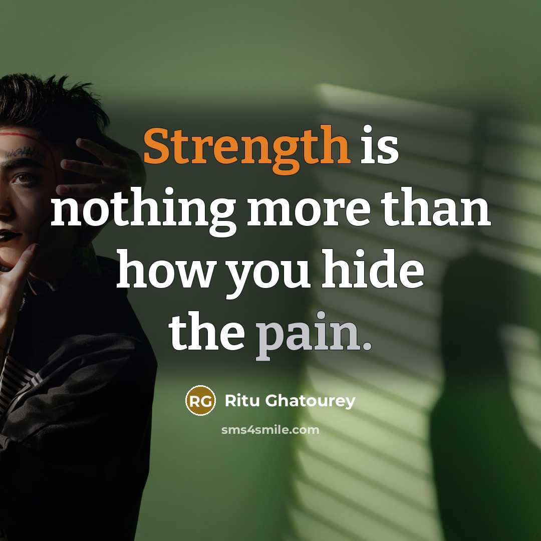 “Strength is nothing more than how you hide the pain.” quote by Ritu Ghatourey