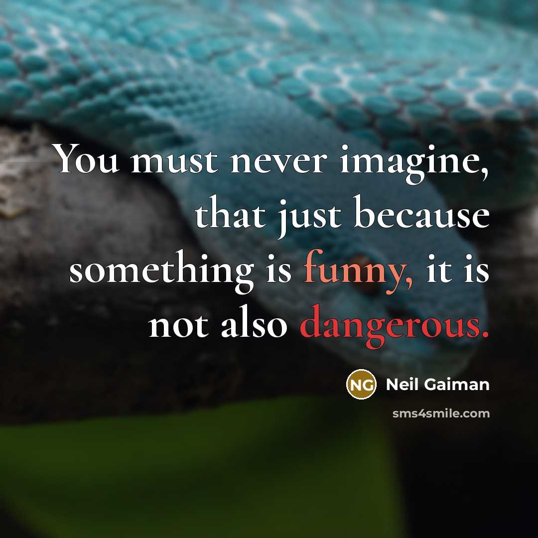 “You must never imagine, that just because something is funny, it is not also dangerous.” quote by Neil Gaiman
