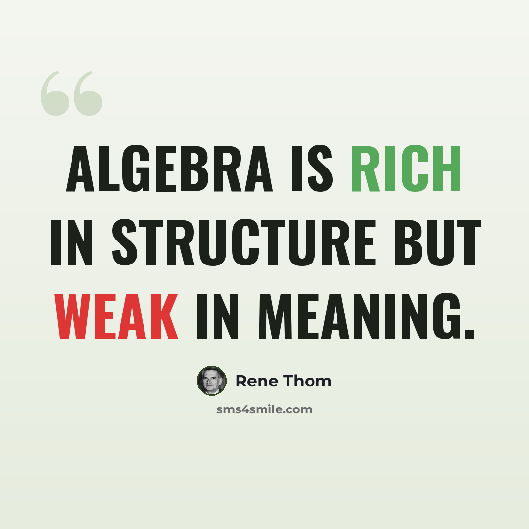 “Algebra is rich in structure but weak in meaning.” quote by Rene Thom