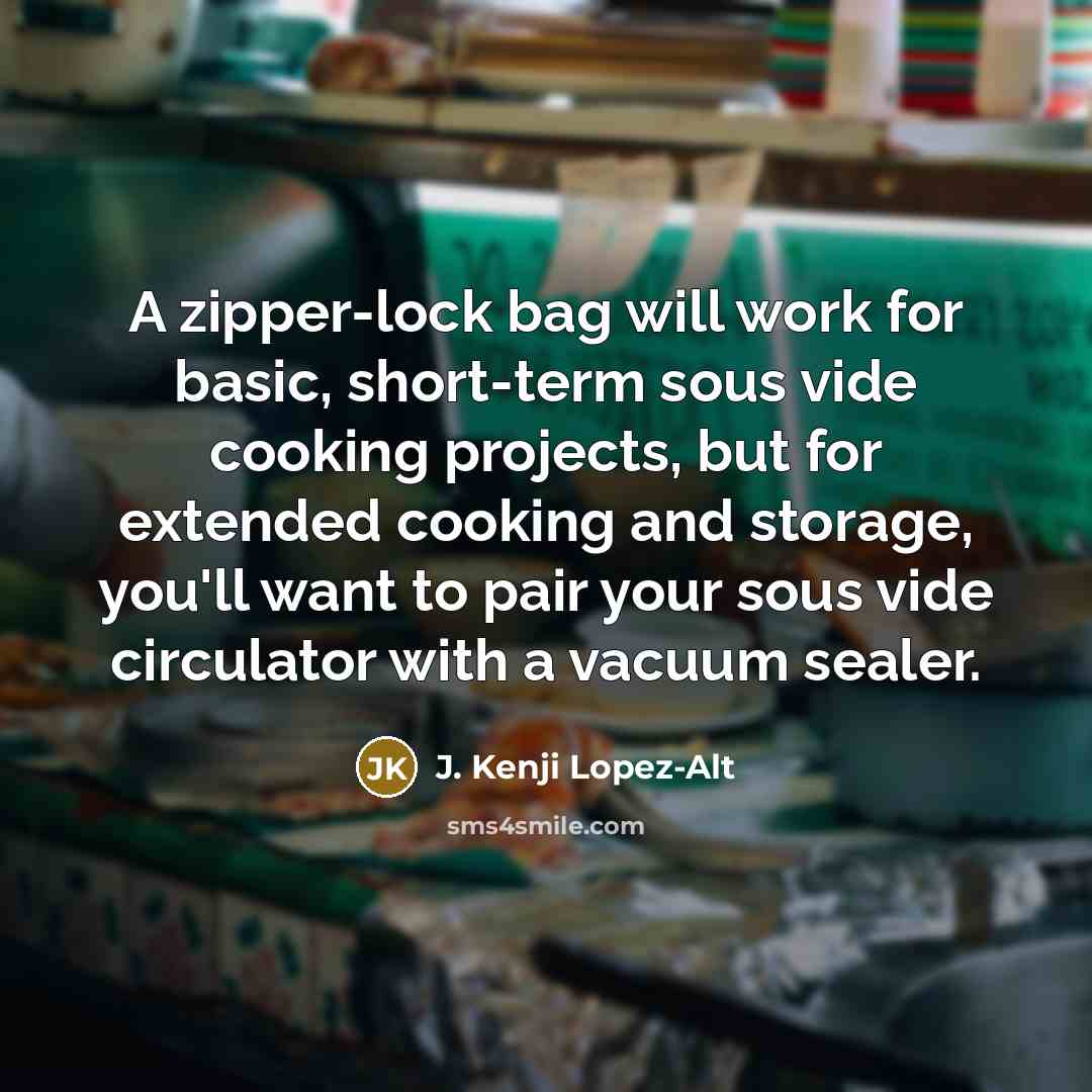 “A zipper-lock bag will work for basic, short-term sous vide cooking projects, but for extended cooking and storage, you'll want to pair your sous vide circulator with a vacuum sealer.” quote by J. Kenji Lopez-Alt