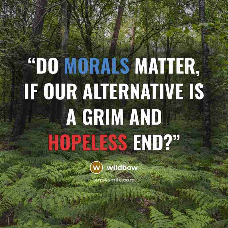 “Do morals matter, if our alternative is a grim and hopeless end?” quote by wildbow