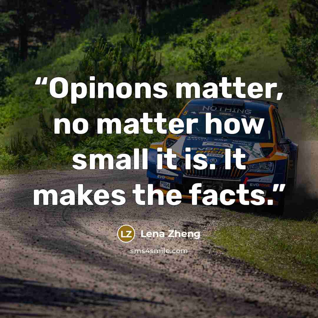 “Opinons matter, no matter how small it is. It makes the facts.” quote by Lena Zheng