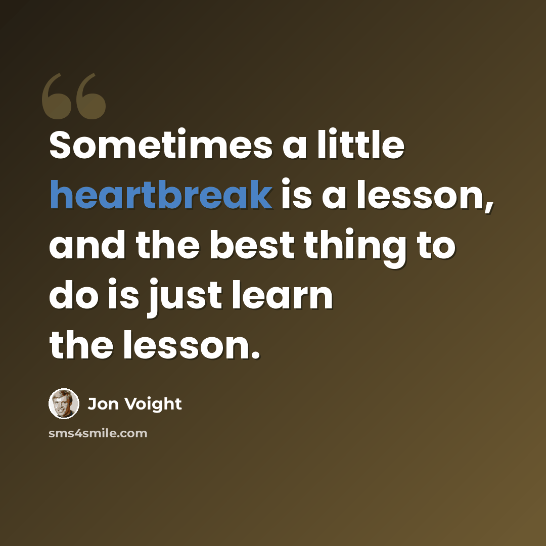 “Sometimes a little heartbreak is a lesson, and the best thing to do is just learn the lesson.” quote by Jon Voight